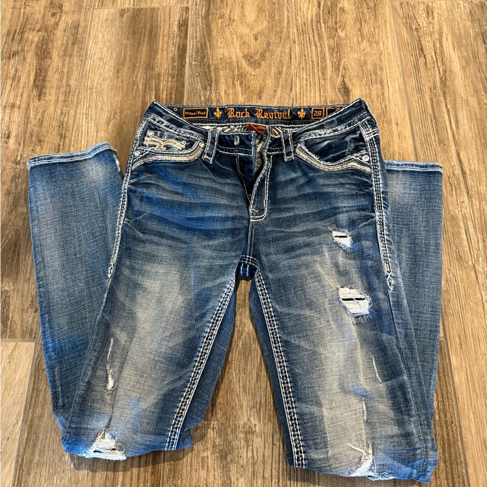 Rock Revival Blue Distressed Women's Jeans